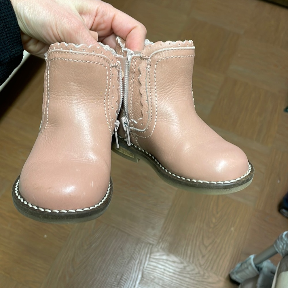 Pink leather boots
